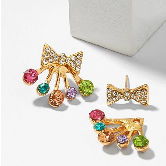 • Carolina •  Bow Rhinestone Earring Jackets - Picture 3 of 4